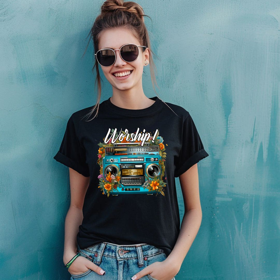 T-shirt Worship Boombox Fleurs
