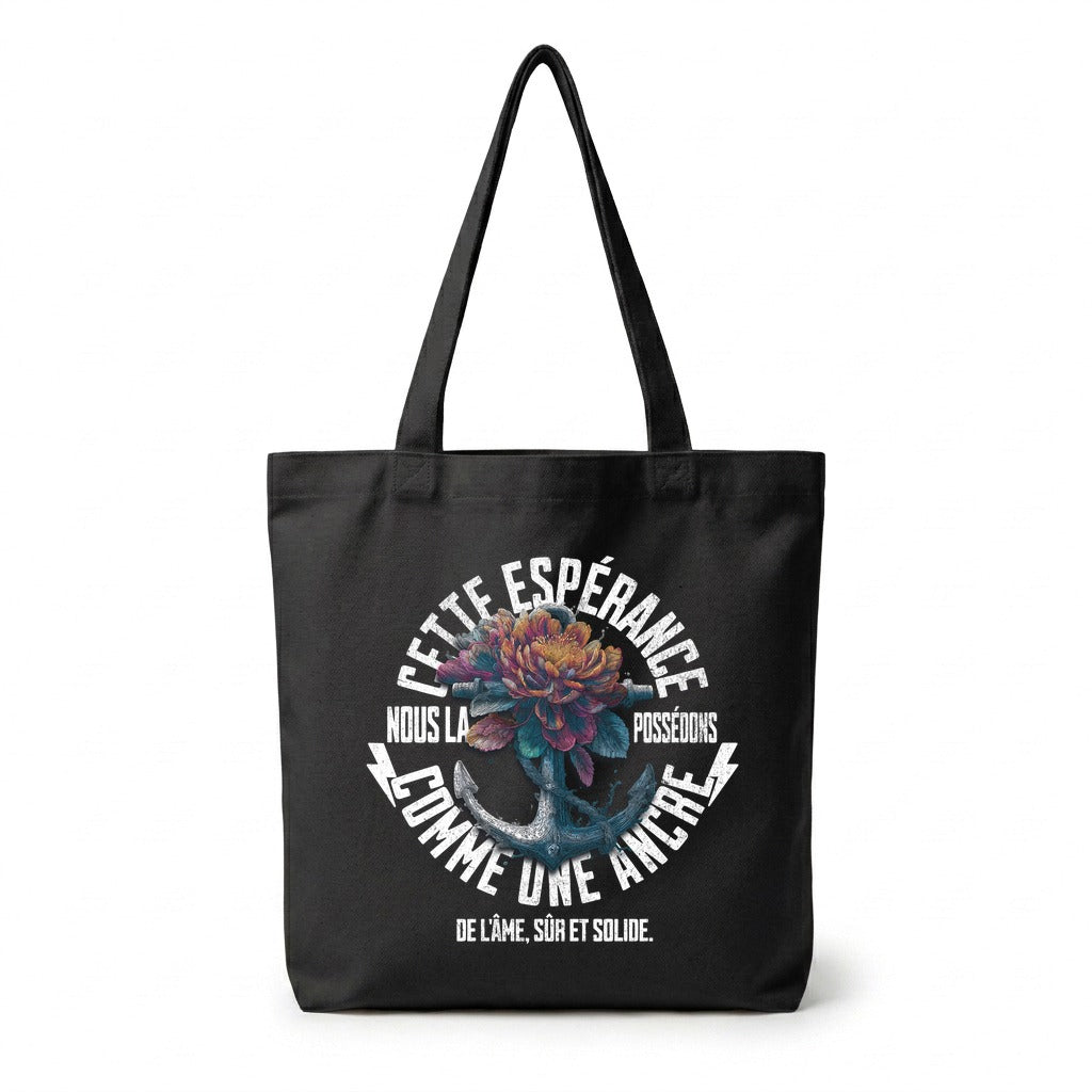 Tote Bag Noir Ancre d'Espérance — Faith Style