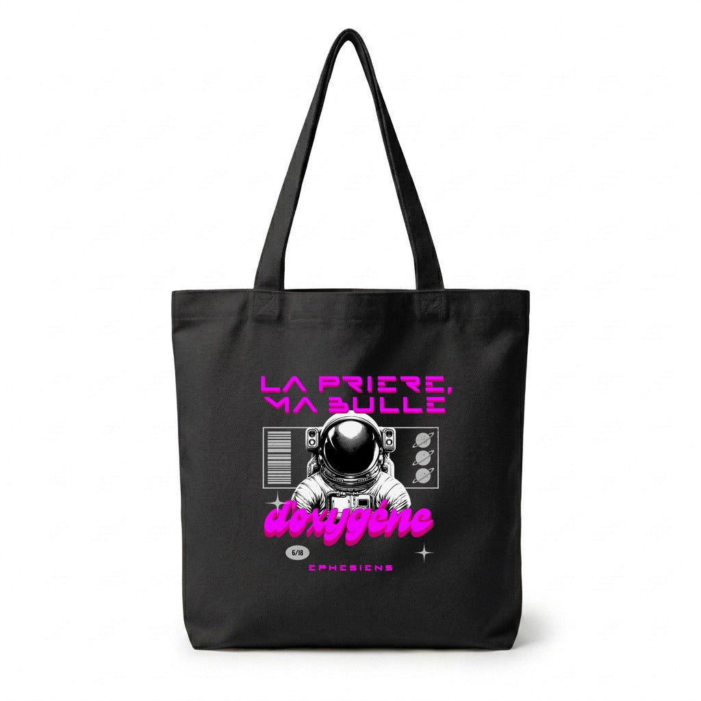 Tote Bag Noir Bulle — La Prière — Faith Style