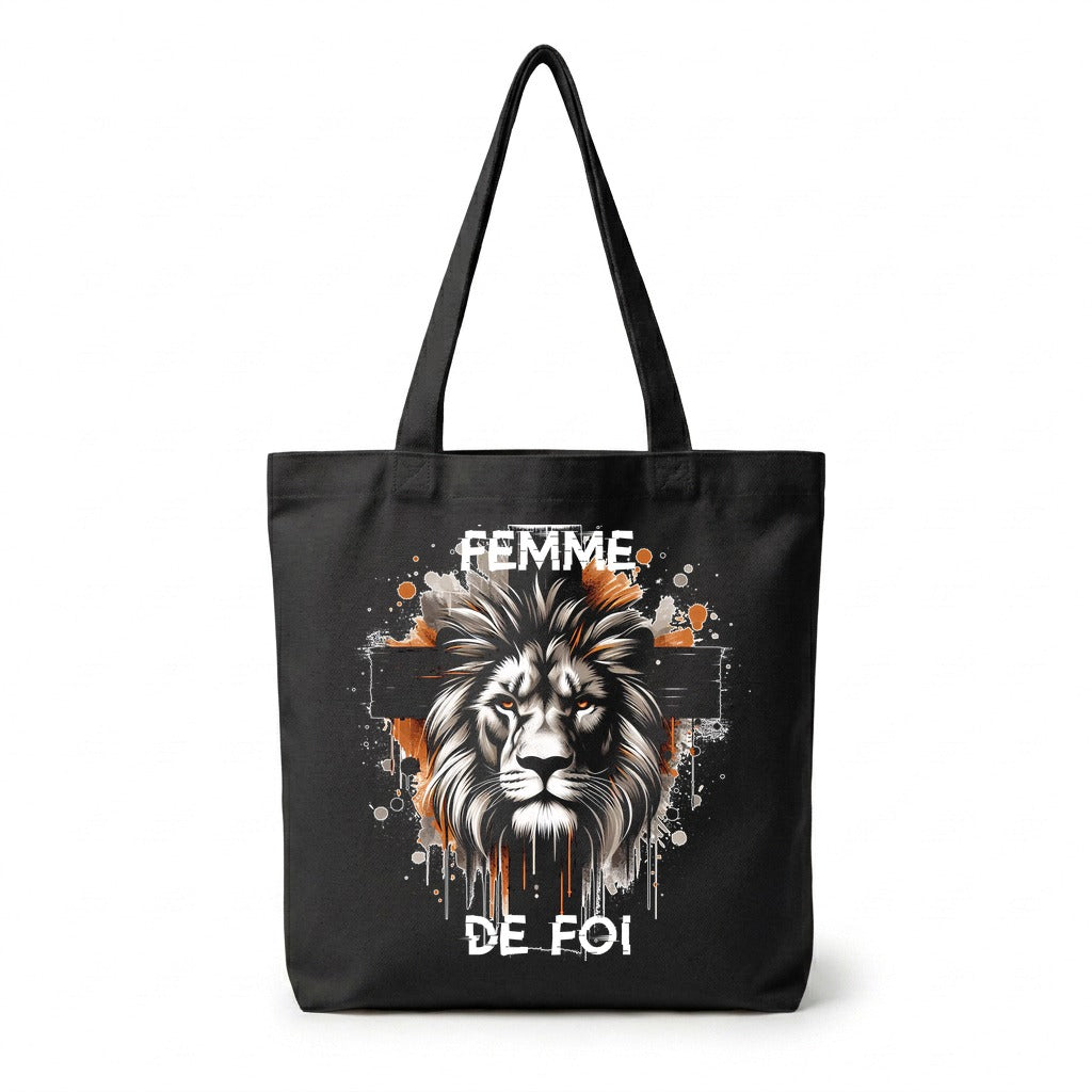 Tote Bag Noir Femme de Foi — Croix — Faith Style
