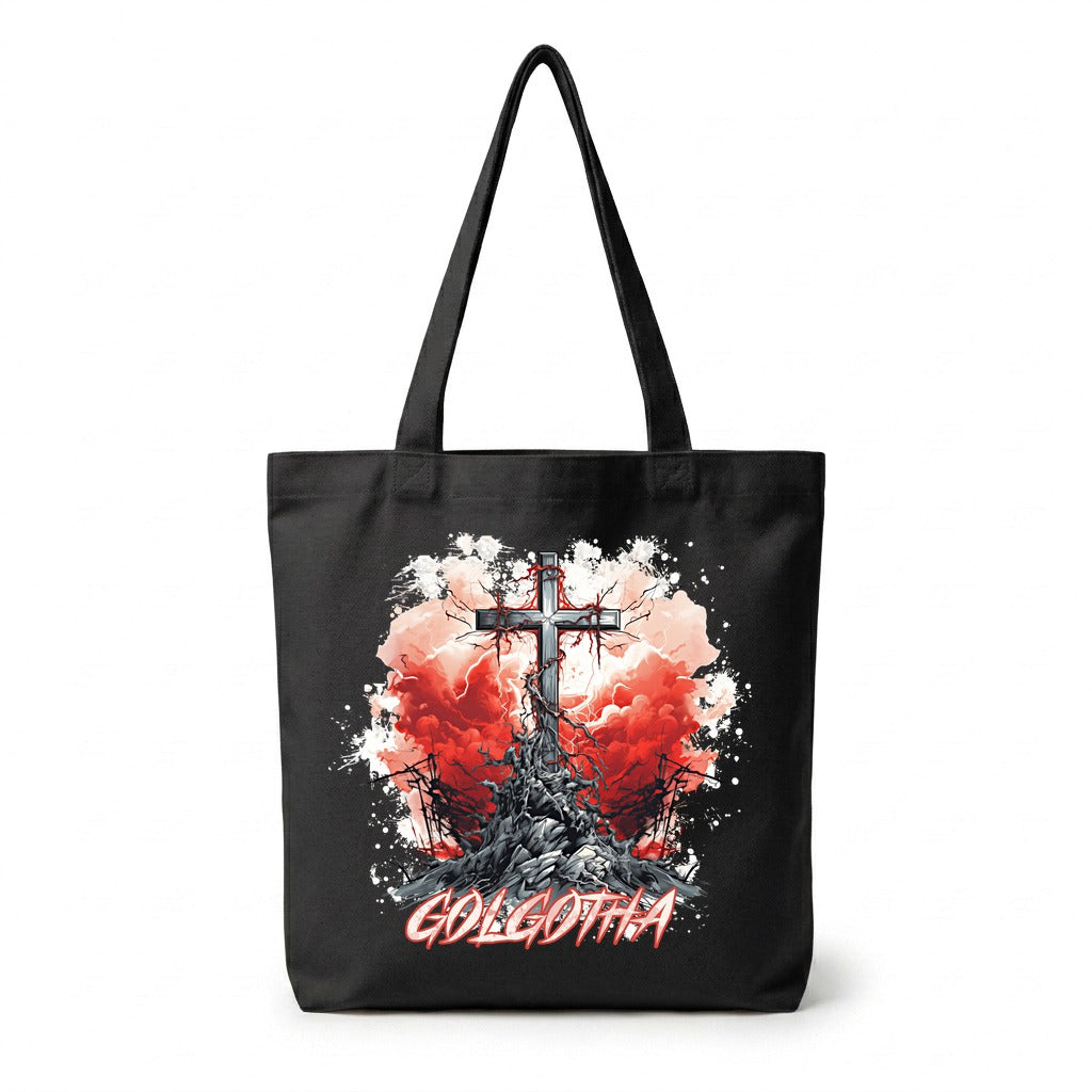 Tote Bag Noir Golgotha — Faith Style