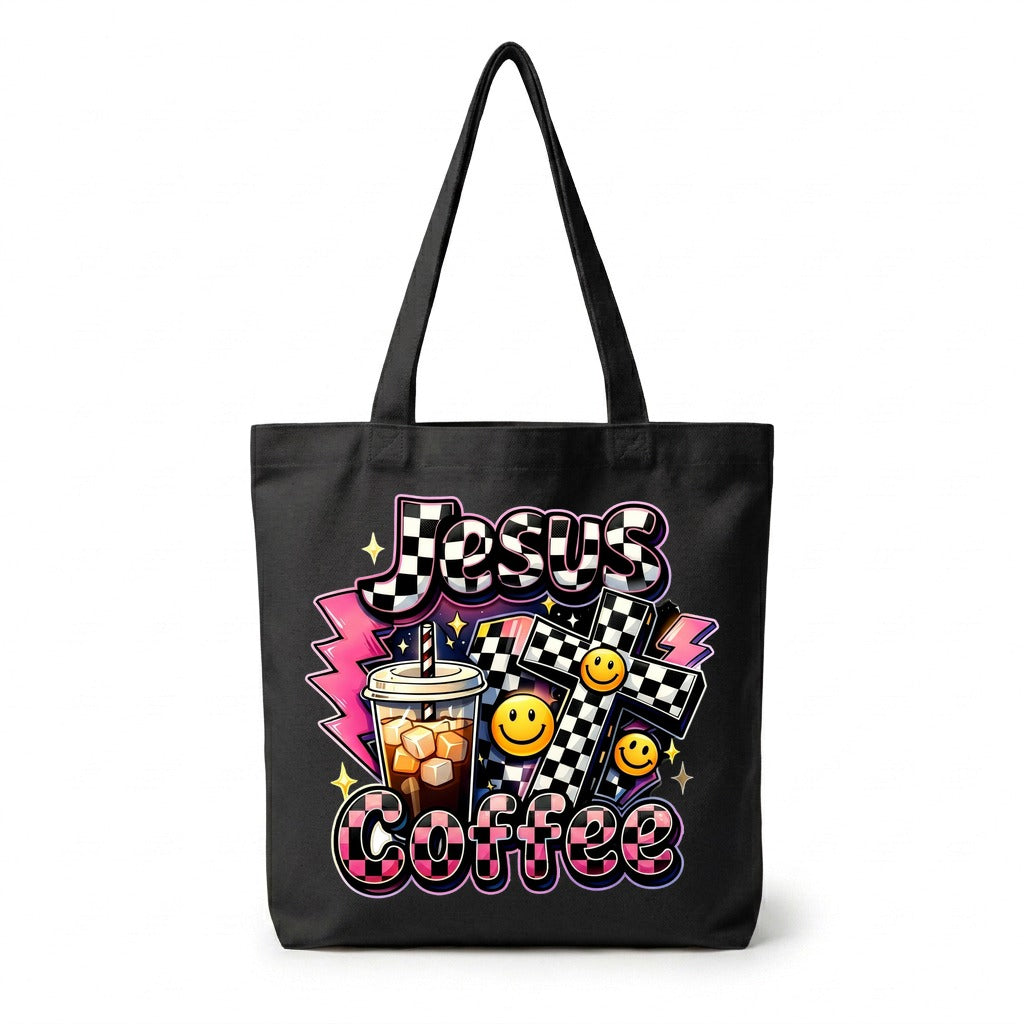 Tote Bag Noir Jésus Coffee — Faith Style