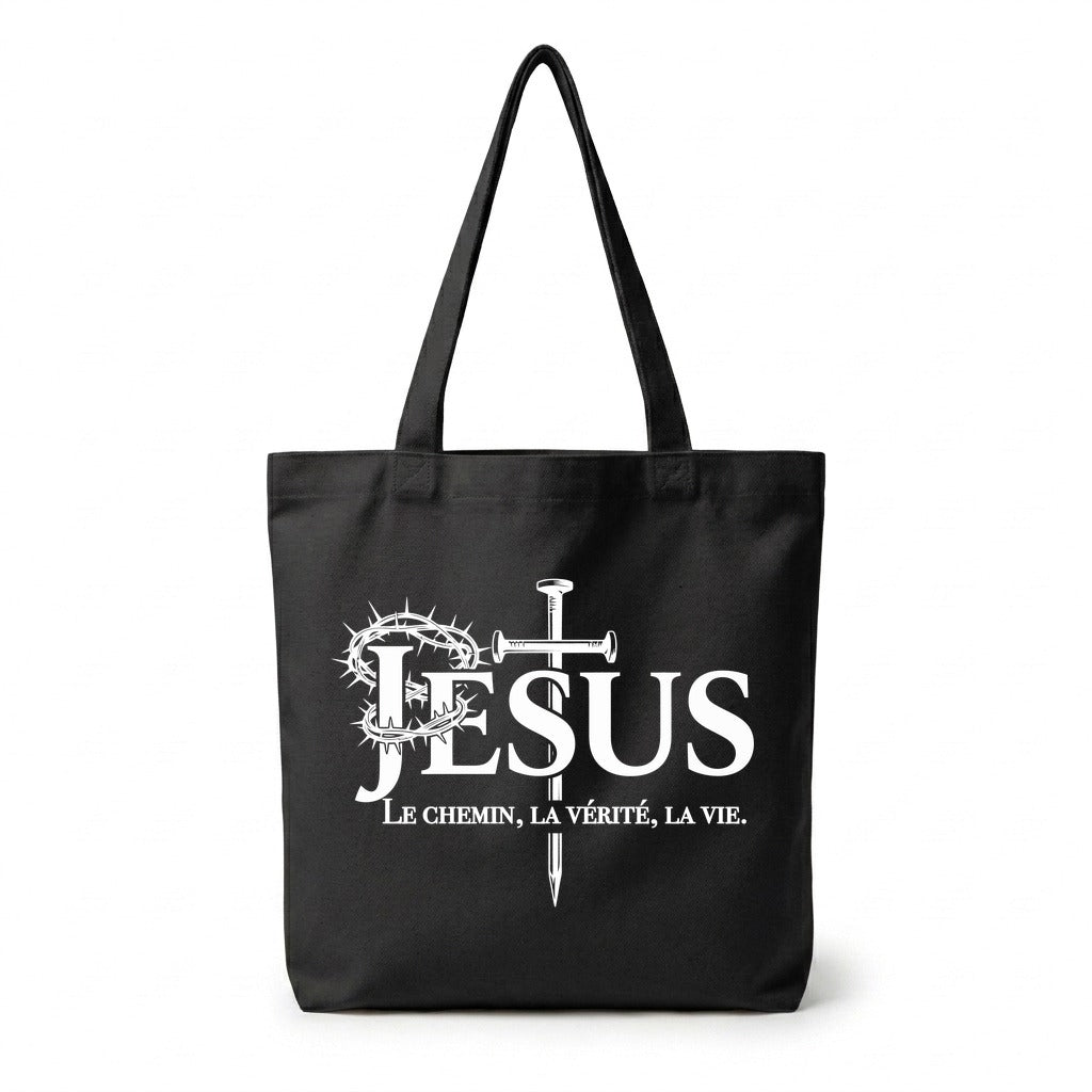 Tote Bag Noir Le Chemin — Couronne d'Épines — Faith Style