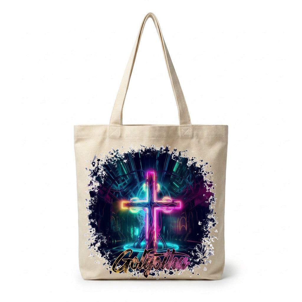 Tote bag Golgotha Néon Faith Style