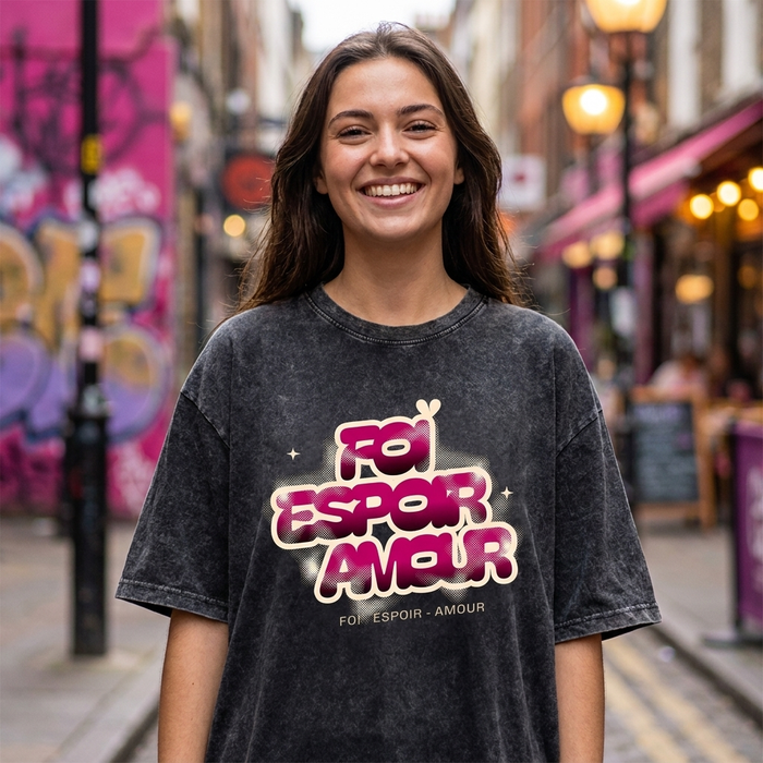 T-shirt Foi Espérance Amour — Rétro