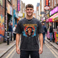 T-shirt Lion Worship — homme portant le t-shirt gris avec design lion