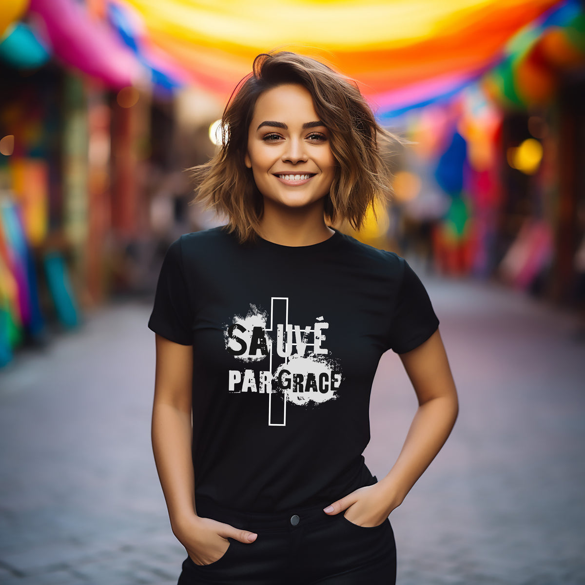 T-shirt Sauvé par Grâce (Croix)
