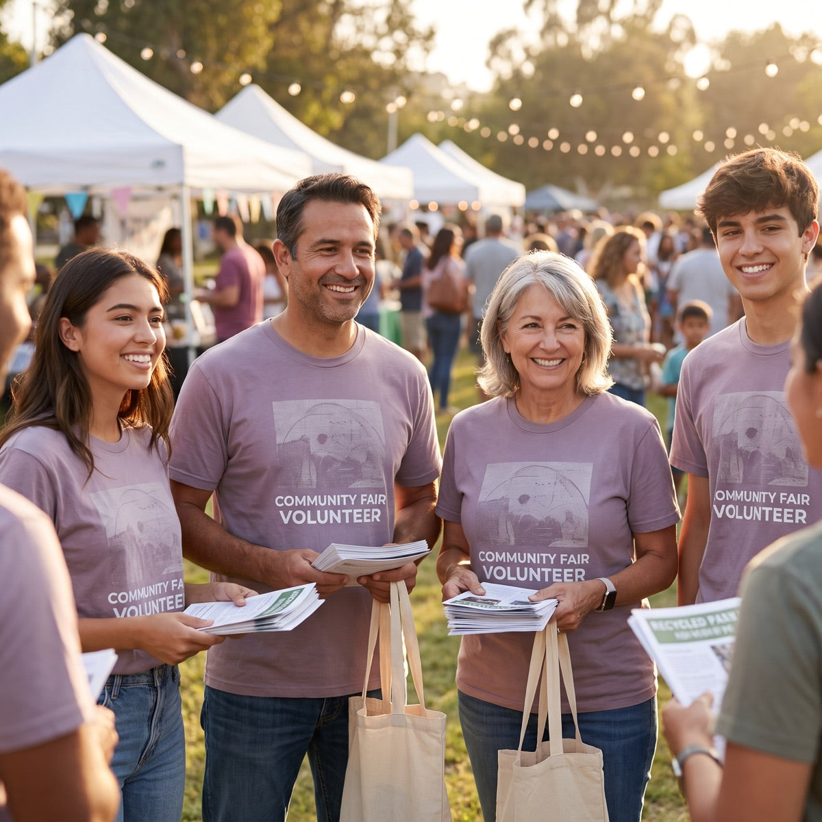 Bénévoles d'association en t-shirts personnalisés